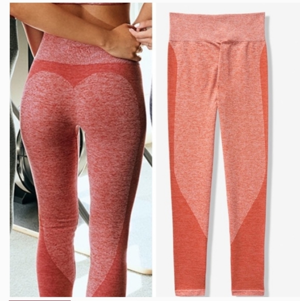 PINK Victorias Secret Orange Seamless Leggings Large